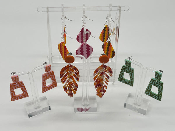 70’s Retro Earrings - All out groovy slanted rectangle earrings