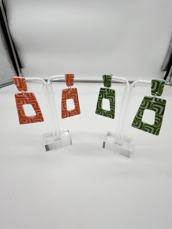 70’s Retro Earrings - All out groovy slanted rectangle earrings