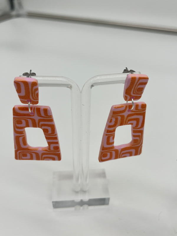 70’s Retro Earrings - All out groovy slanted rectangle earrings
