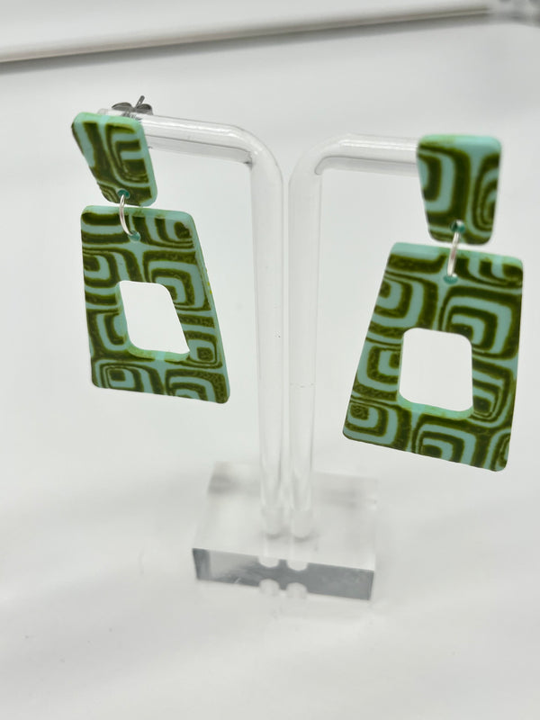 70’s Retro Earrings - All out groovy slanted rectangle earrings