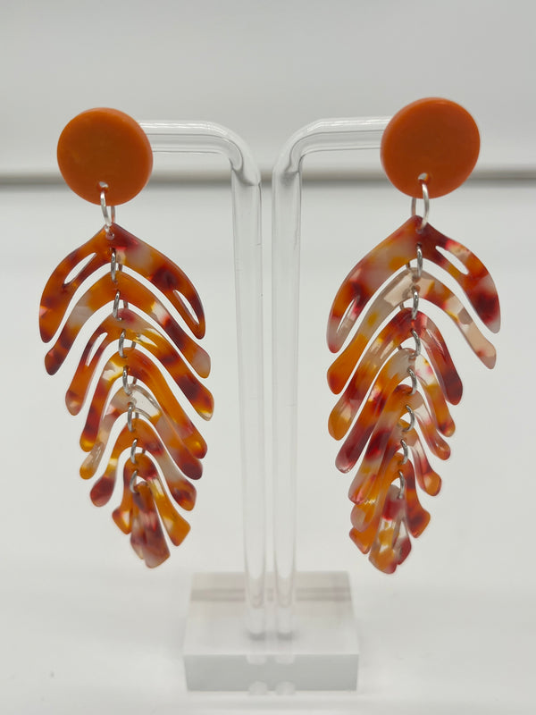 70s feather dangle earrings ~ disco groovy retro