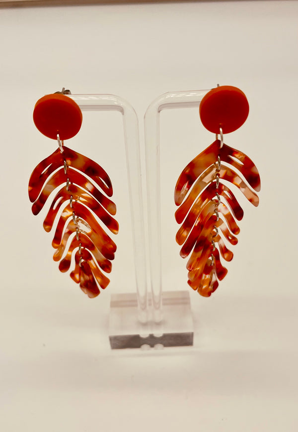 70s feather dangle earrings ~ disco groovy retro