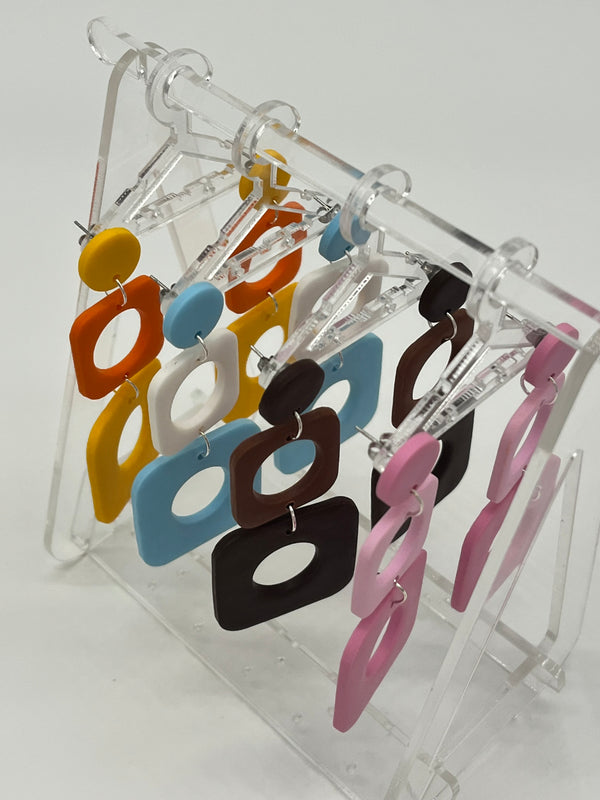70s square and circle dangle