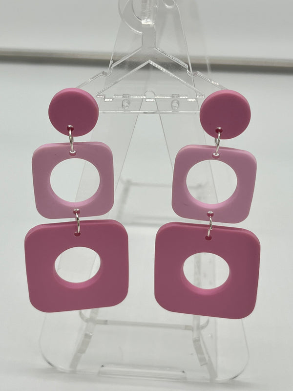 70s square and circle dangle