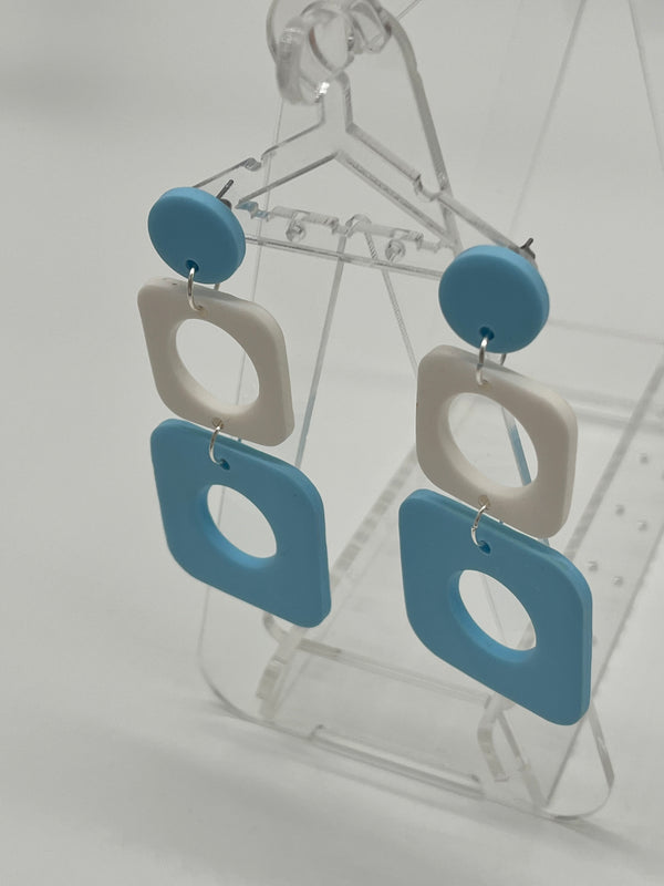 70s square and circle dangle