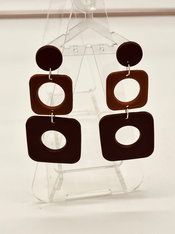 70s square and circle dangle