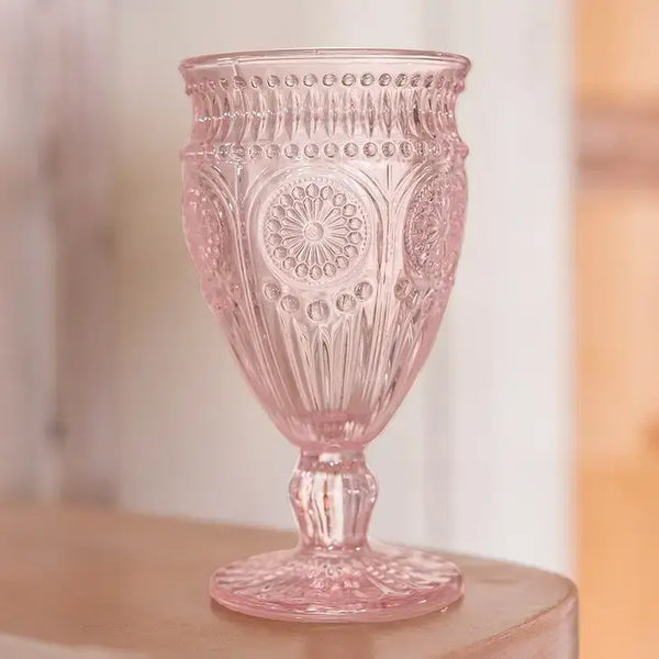 Vintage Style Pressed Glass Wine Goblet