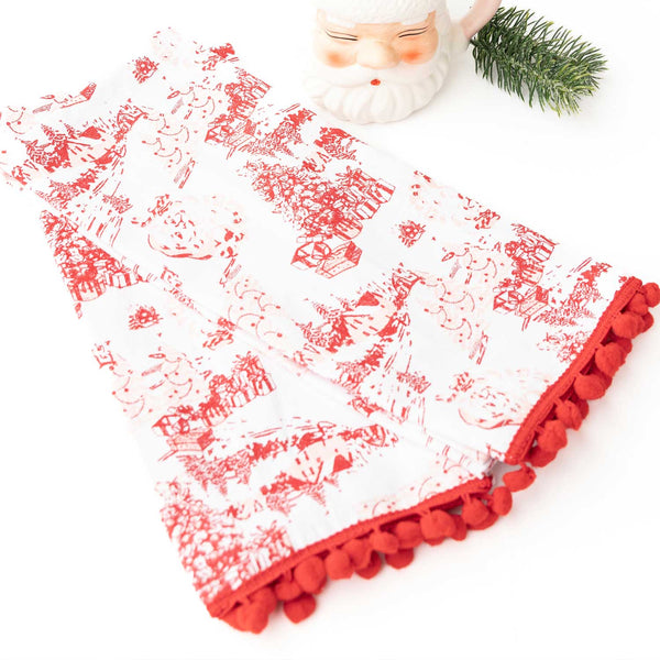 8 Oak Lane - Santa Toile Tassel Kitchen Towel Set