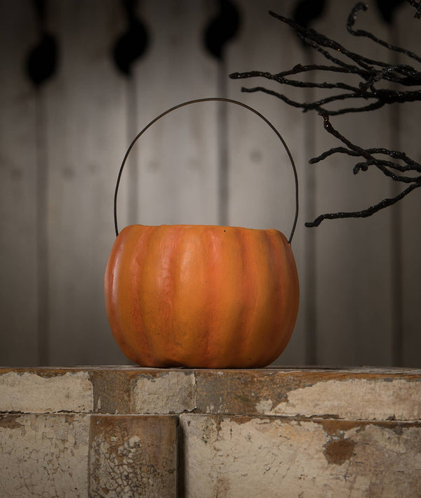 Bethany Lowe Designs - Happy Candy Corn Pumpkin Bucket Paper Mache Petite