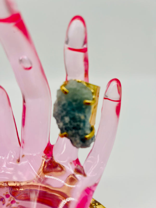 Crystal Raw Aquamarine Statement Cuff Ring