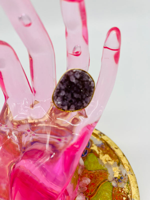 Crystal Ring - Natural Druzy Statement Wire Ring