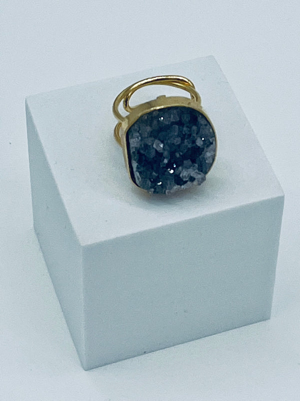 Crystal Ring - Natural Druzy Statement Wire Ring
