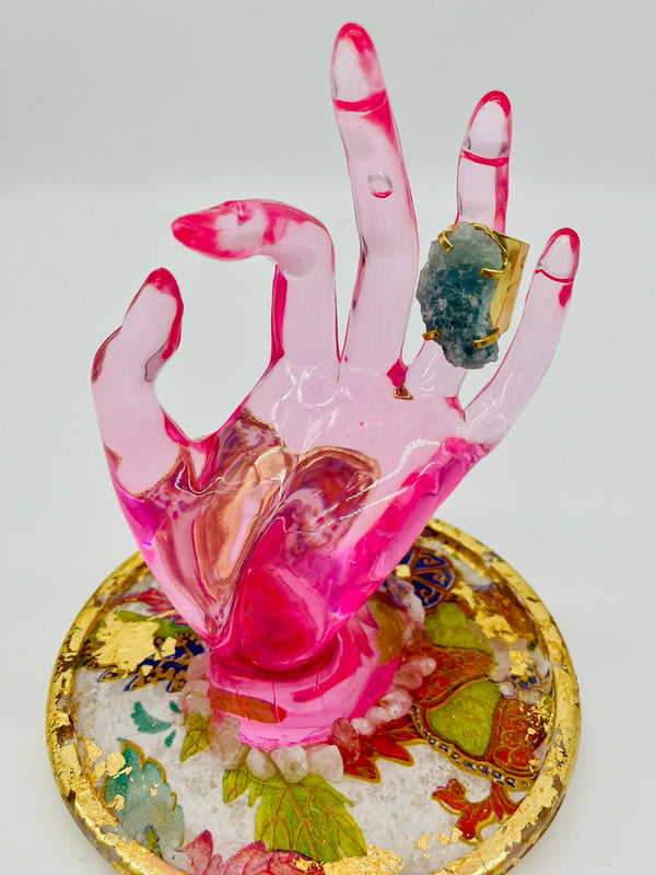 Crystal Raw Aquamarine Statement Cuff Ring