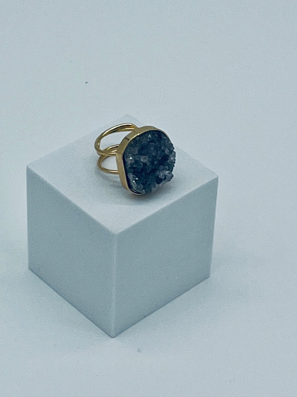 Crystal Ring - Natural Druzy Statement Wire Ring