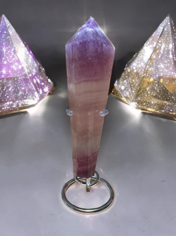 Natural Magenta Fluorite Scepter w Stand