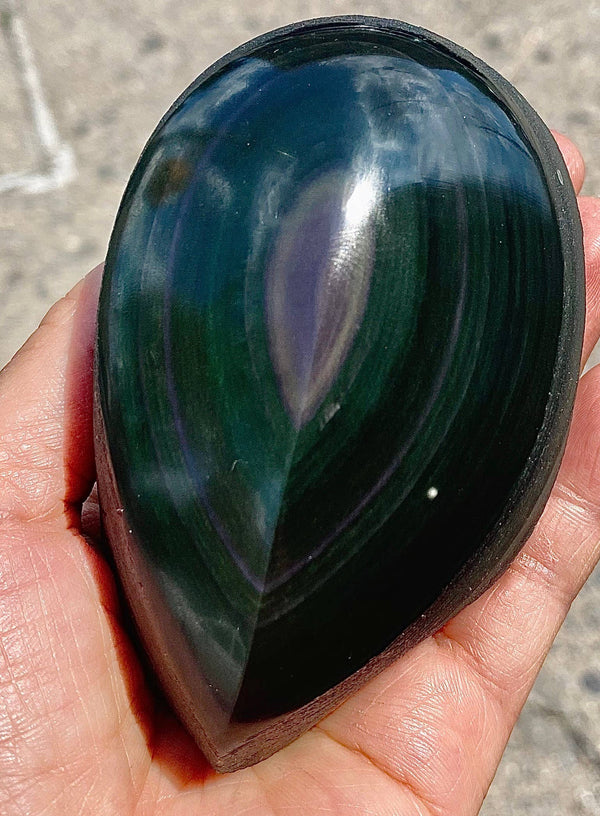 Natural Rainbow Obsidian Half Polish Free Form