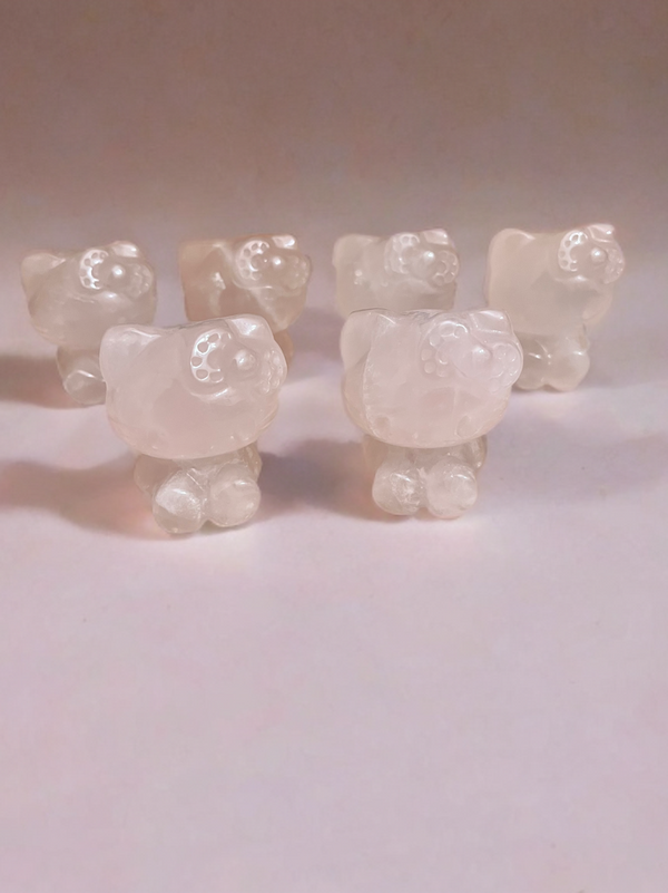 Hello Kitty-Natural Rose Quartz Crystal