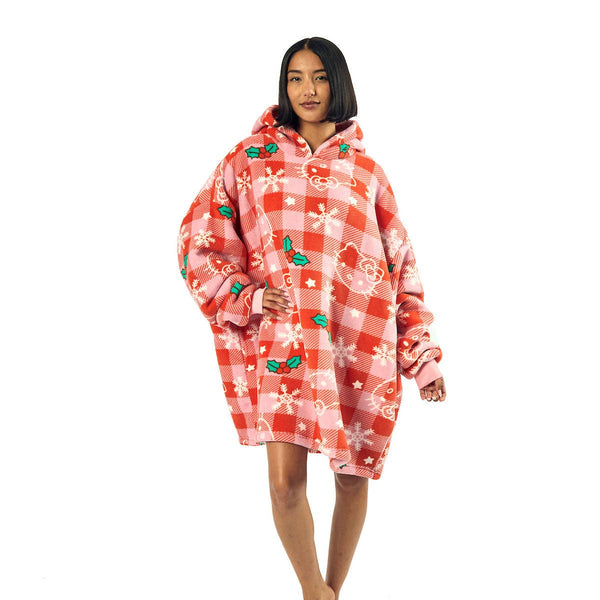 Hello Kitty Winter Plaid Hoodie Blanket