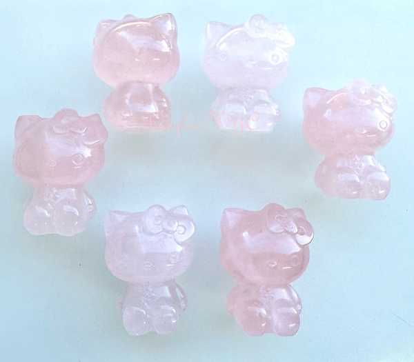 Hello Kitty-Natural Rose Quartz Crystal