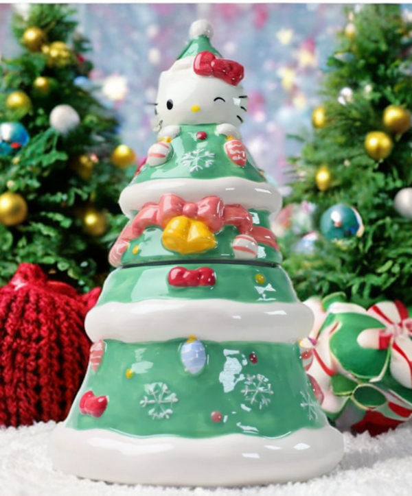 Hello Kitty Holiday Tree Cookie Jar-Blue Sky Clayworks