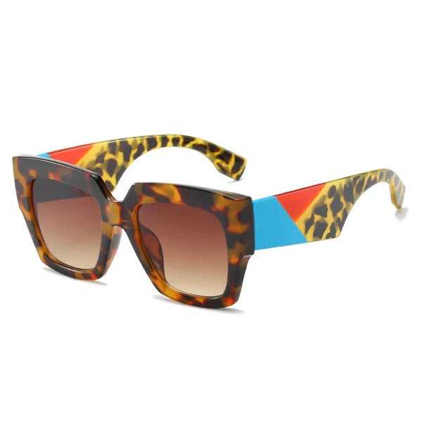 Sunglasses-Oversized Square Retro 80s Colorblock