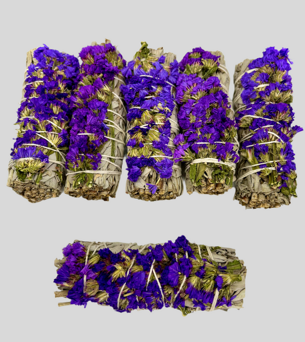 Purple Sonata Flower with White Sage-Smudge Bundle