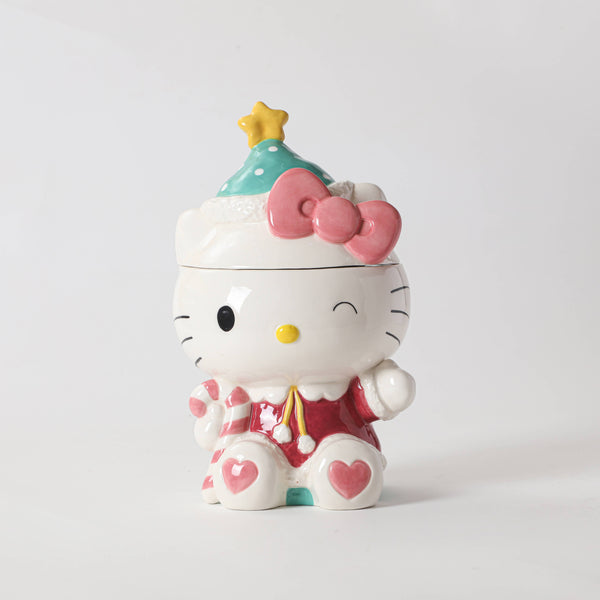 Hello Kitty Holiday Candy Cane Cookie Jar-Blue Sky Clayworks