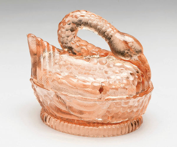 Depression Glass Swan Dish in Pink