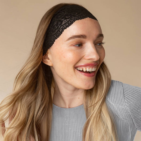 KITSCH - Wide Lace Elastic Headbands 2pc Set - Black