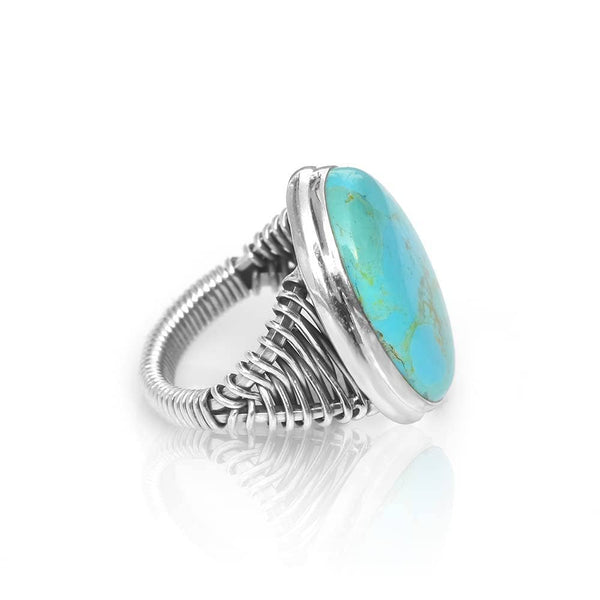 Tiramisu - Blue Mohave Turquoise 925 Sterling Silver Solitaire Ring
