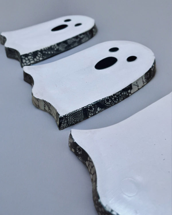 Handmade Cement Ghost Coasters-Set of 4