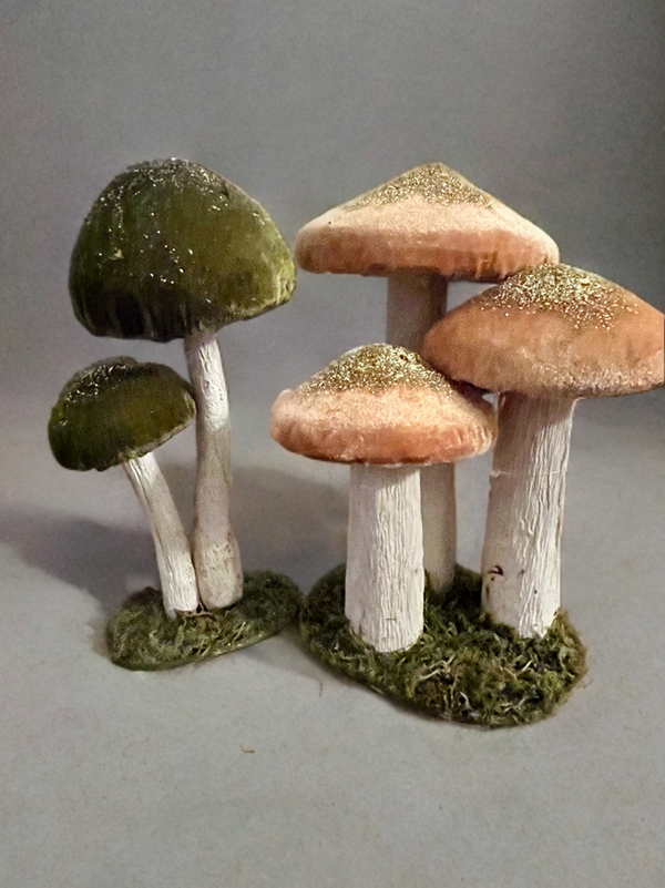 Mushroom Trio Sitter-Velvet Pink and Gold