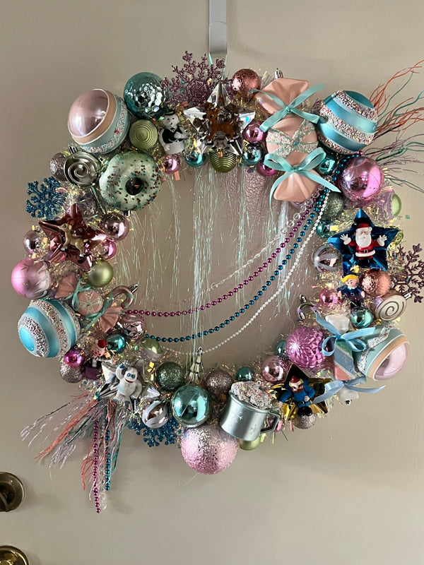 Handmade Wreath-Vintage Style Rudolph the Red Nosed Reindeer