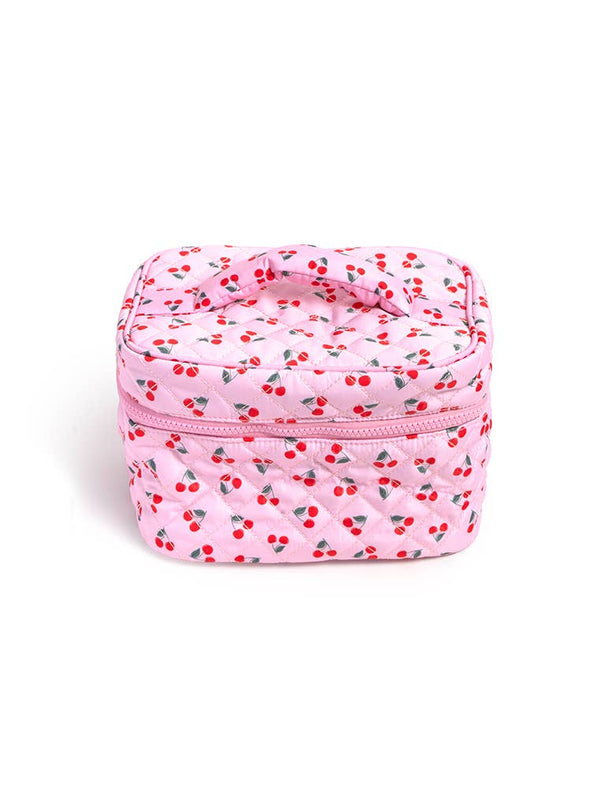 Living Royal - Cosmetic Travel Case / Makeup Bag - Red Cherries - Pink