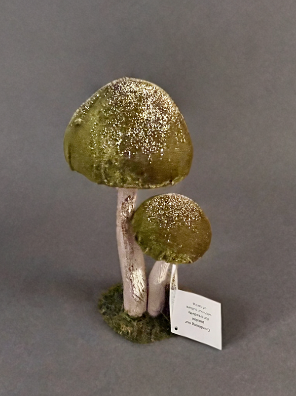 Mushroom Sitter-Velvet Olive and Gold