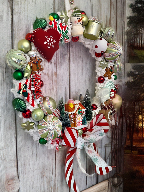 Gingerbread Candy Land-Handmade Holiday Wreath