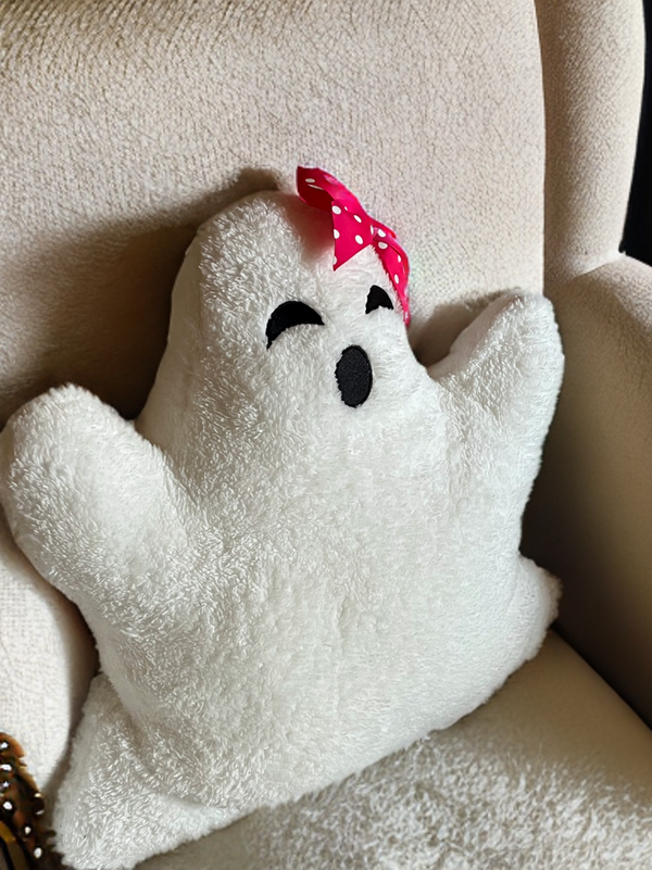 Ghost Plush Pillows-w/ Removable Bow Pin