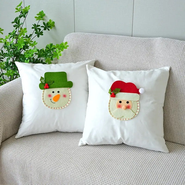 Santa and Snowman, Velvet Pillow Cover