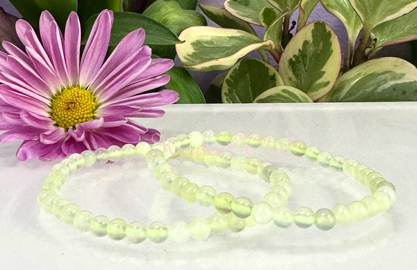 Natural Lime Green Jade 4mm 7.5”  Stretch Bracelet