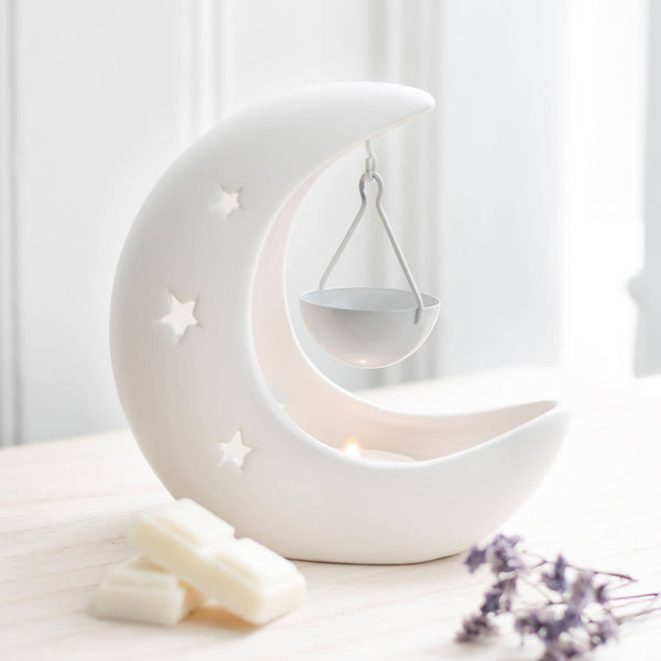 White Crescent Moon Hanging Oil Burner