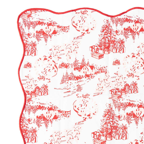 8 Oak Lane - Santa Toile Scalloped Dinner Napkin