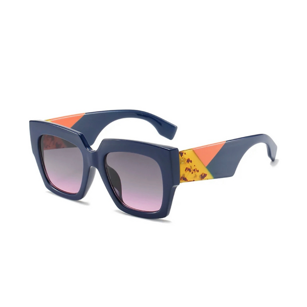 Sunglasses-Oversized Square Retro 80s Colorblock