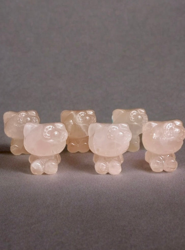 Hello Kitty-Natural Rose Quartz Crystal