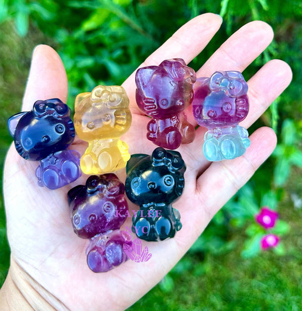 Natural Candy Fluorite Crystal-Hello Kitty-Healing Energy