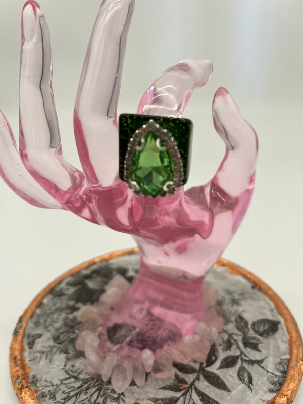 Green-Resin Charm Rings