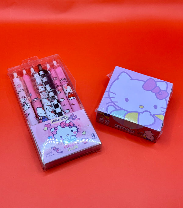 Hello Kitty- Gel Pens & Sticky Notes Set