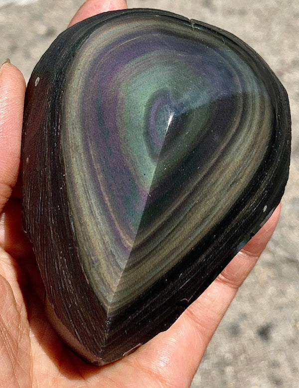 Natural Rainbow Obsidian Half Polish Free Form