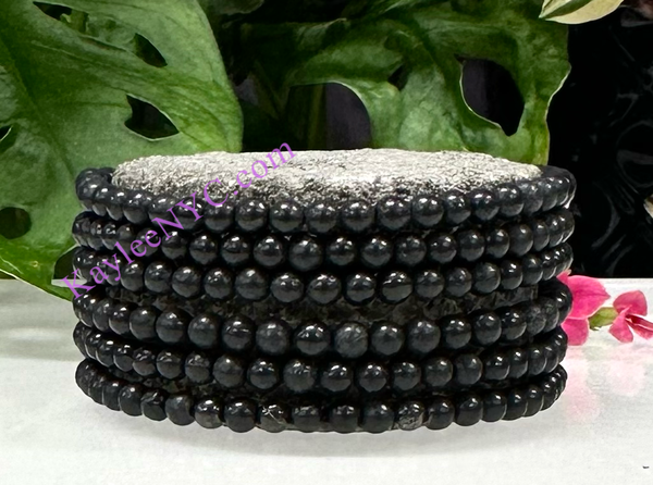 Natural Shungite 4mm 7.5” Stretch Bracelet