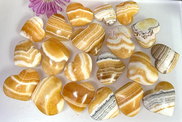 Natural Orange Banded Calcite-Heart Healing Energy