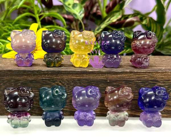 Natural Candy Fluorite Crystal-Hello Kitty-Healing Energy